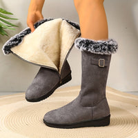 Women's Mid-Calf Winter Boots - Fur Collar - Waterproof