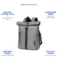 Waterproof School Backpack - Roll-Top Closure - 20-26 L