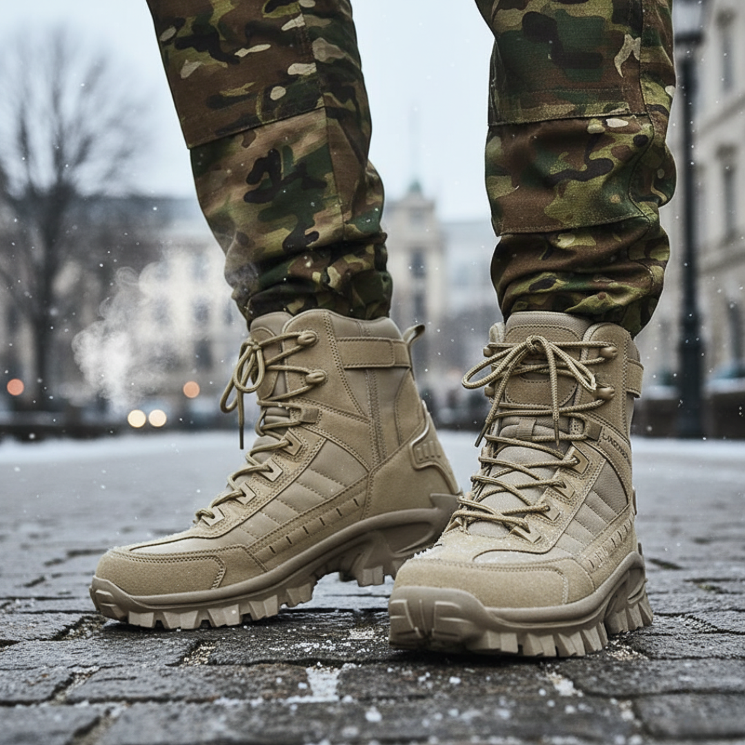 Men's Winter Boots - Tactical-Style Warm Lined - Non-Slip Grip Sole