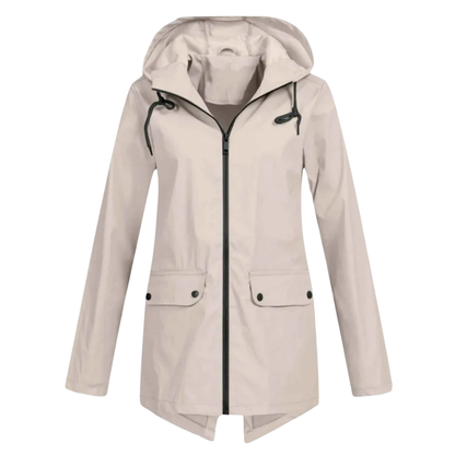 Women's Raincoat with Hood - Long Waterproof & Windproof - Lightweight