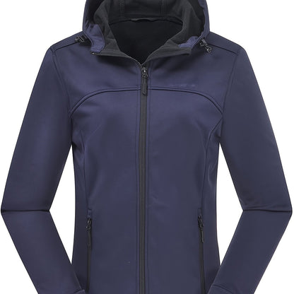 Women's Softshell Jacket - Fleece-Lined & Windproof - Adjustable Hood