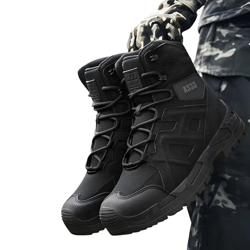 Men's Tactical Boots - Waterproof & High-Top Support - Slip-Resistant Sole