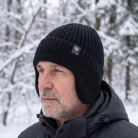 Winter Beanie with Ear Flaps - Fleece-Lined - Men's