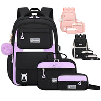 Girls School Backpack Set - 3-in-1 with Lunch Bag - USB Charging Port