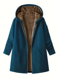 Women's Hooded Winter Coat - Sherpa Fleece Lined - Longline Fit