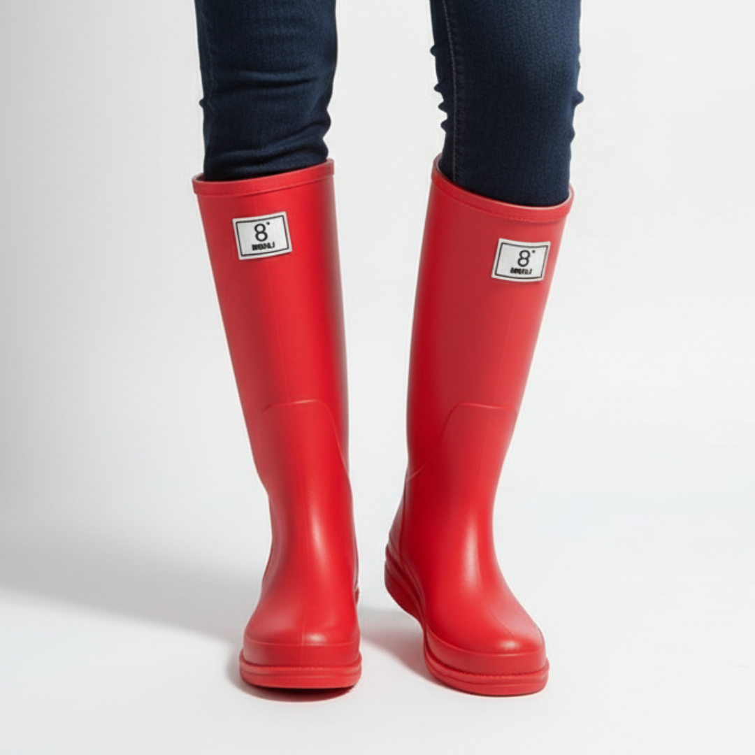 Regenstiefel Damen Halbhoch Wasserdicht Slip On aus PVC