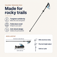 Trekking Poles Set - Folding Aluminum Hiking Pole - Tungsten Tip
