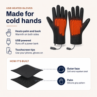 Heated Gloves - USB Electric Winter Gloves - Touchscreen, Unisex