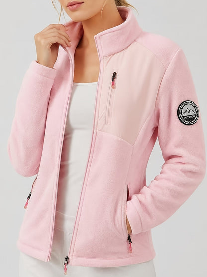 Fleecejacke Damen - Stehkragen mit Reißverschluss - Drei Reißverschlusstaschen
