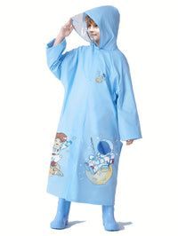 Kids Raincoat - Long Knee-Length Cut - Hood with Clear Visor