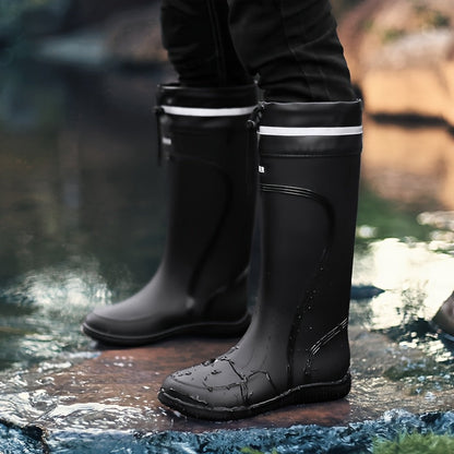 Waterproof Rubber Boots - Tall Drawstring Shaft - Reflective Trim
