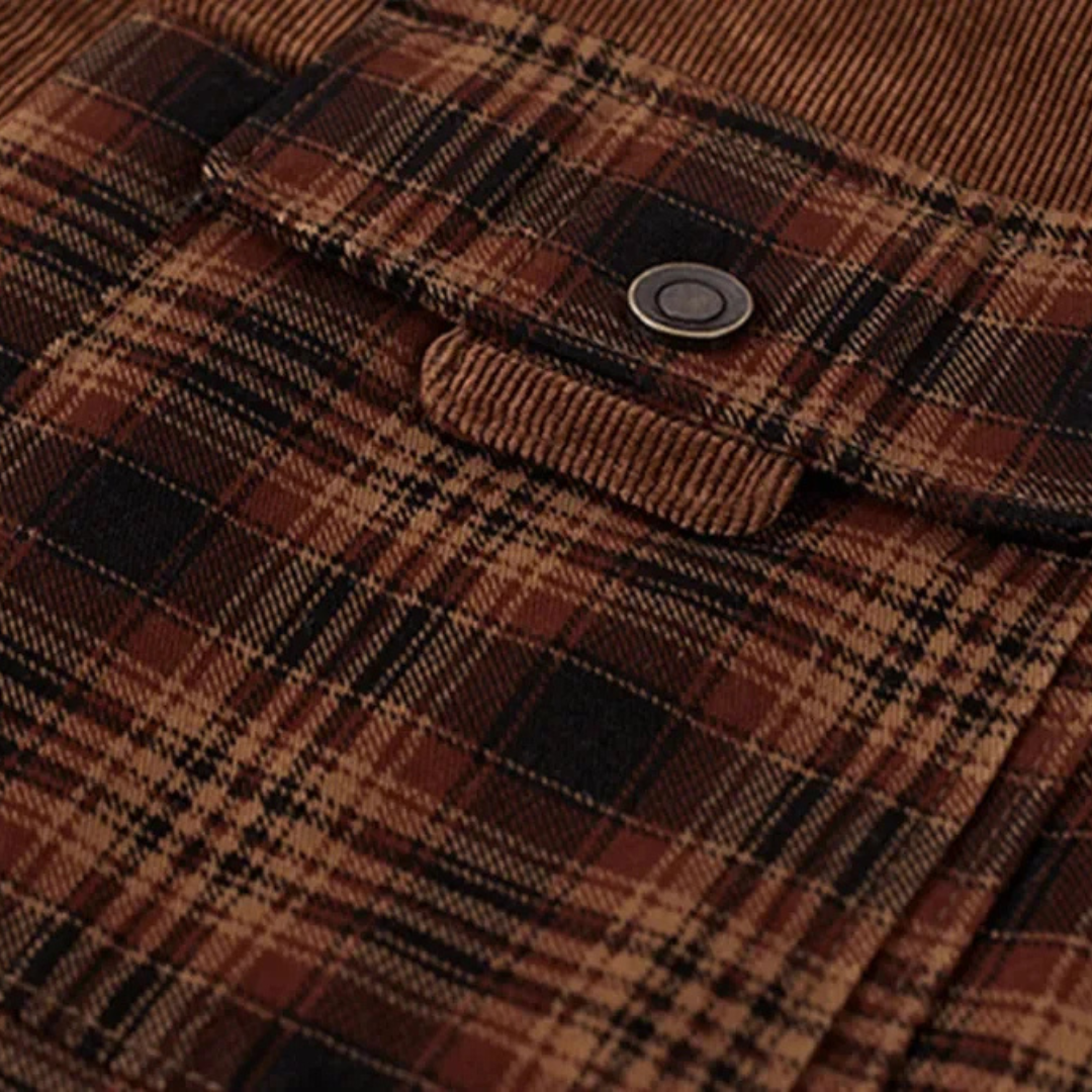Flanelljacke Herren oliv kariert im Holzfäller-Look