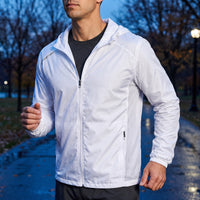 Windbreaker for Men - Reflective Hooded Running Jacket - Water-Repellent