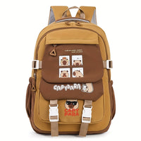 Kids Backpack - Capybara Print - Lightweight, 3 Compartments