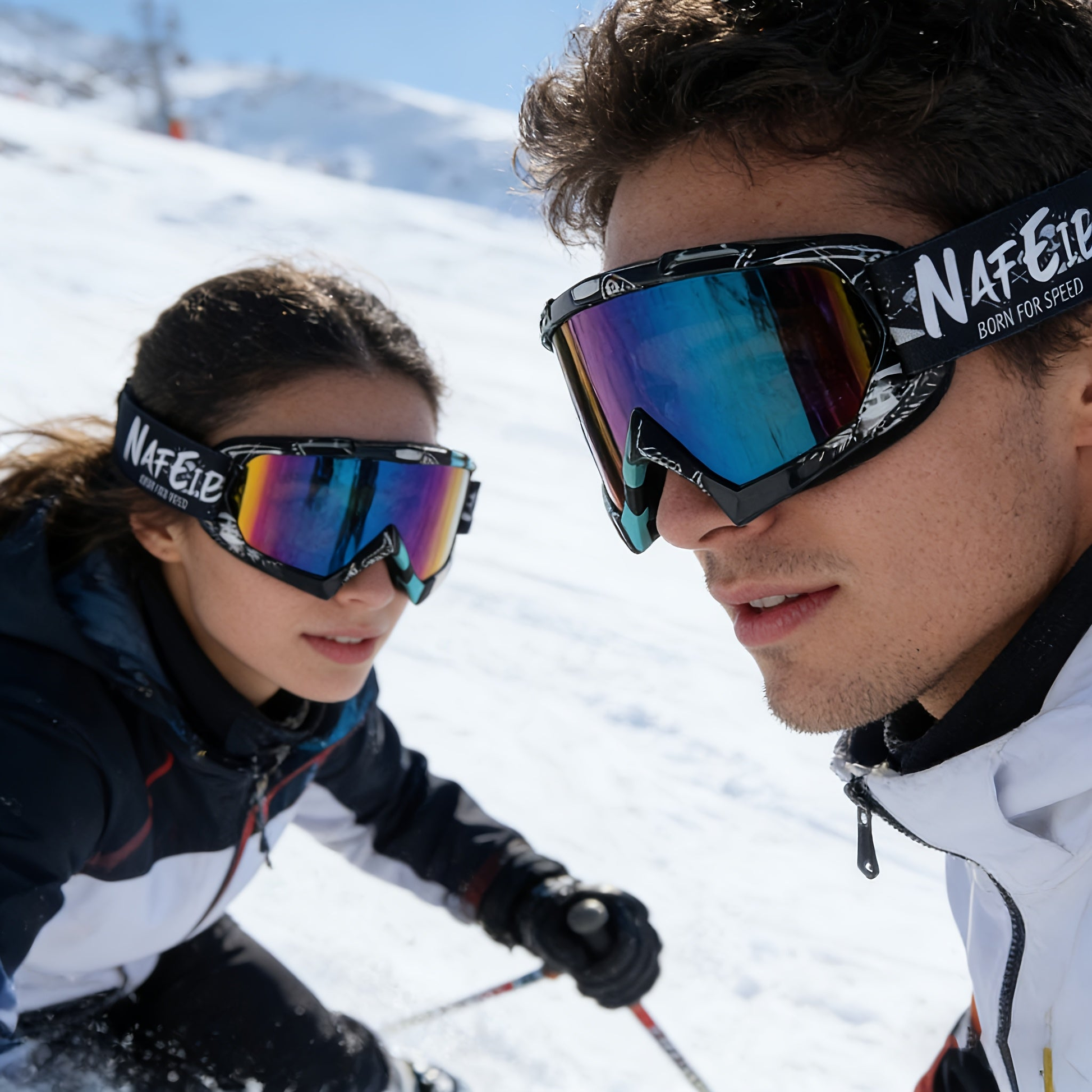 mirrored ski goggles