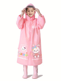 Kids Raincoat - Long Knee-Length Cut - Hood with Clear Visor