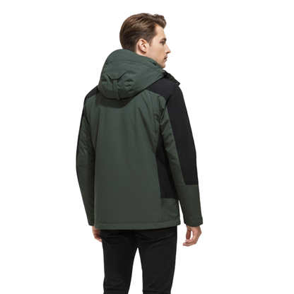 Men's Waterproof Rain Jacket - Windproof Shell - Removable Hood