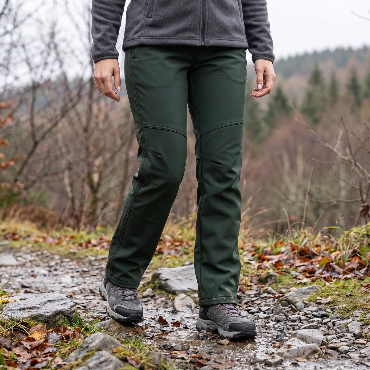 Fleece Lined Pants for Women - Softshell Hiking Pants - Reinforced Knees