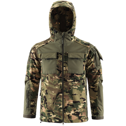 Men's Fleece Jacket - Hooded Tactical Softshell - Camo & Solid Colors
