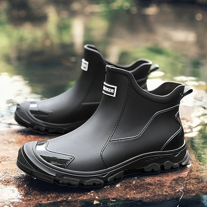 Ankle Rain Boots - Waterproof Slip-On Chelsea Boot - Non-Slip Lug Sole