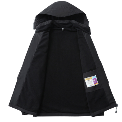 Men's Softshell Jacket - Removable Hood - Fleece Lined