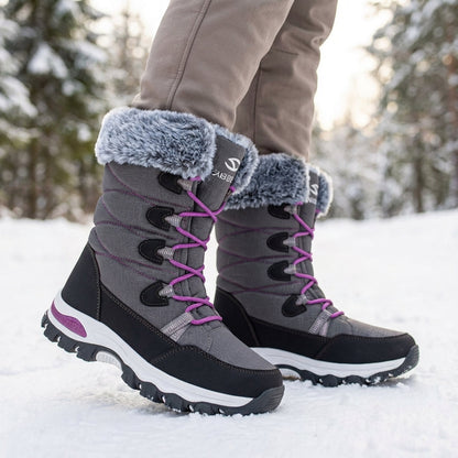 Schneestiefel Damen Knöchelhoch Wasserdicht & Isoliert Schnürung