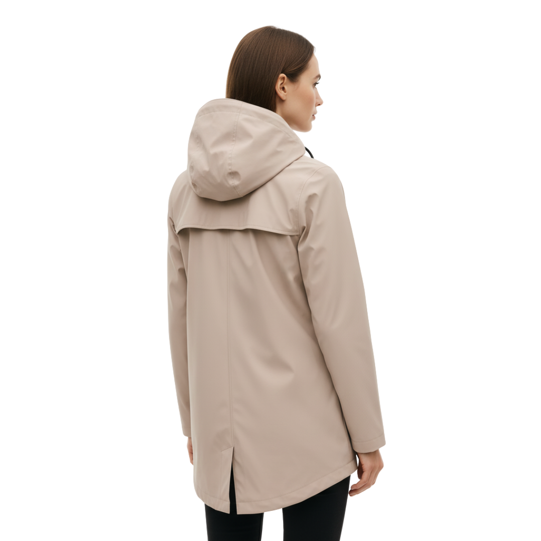 Women's Raincoat with Hood - Long Waterproof & Windproof - Lightweight