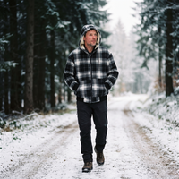 Men's Flannel Jacket - Sherpa Lined & Windproof - Hooded
