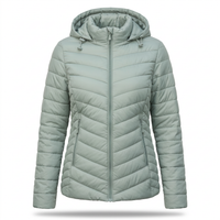 Women's Puffer Jacket - Lightweight Quilted - Adjustable Detachable Hood