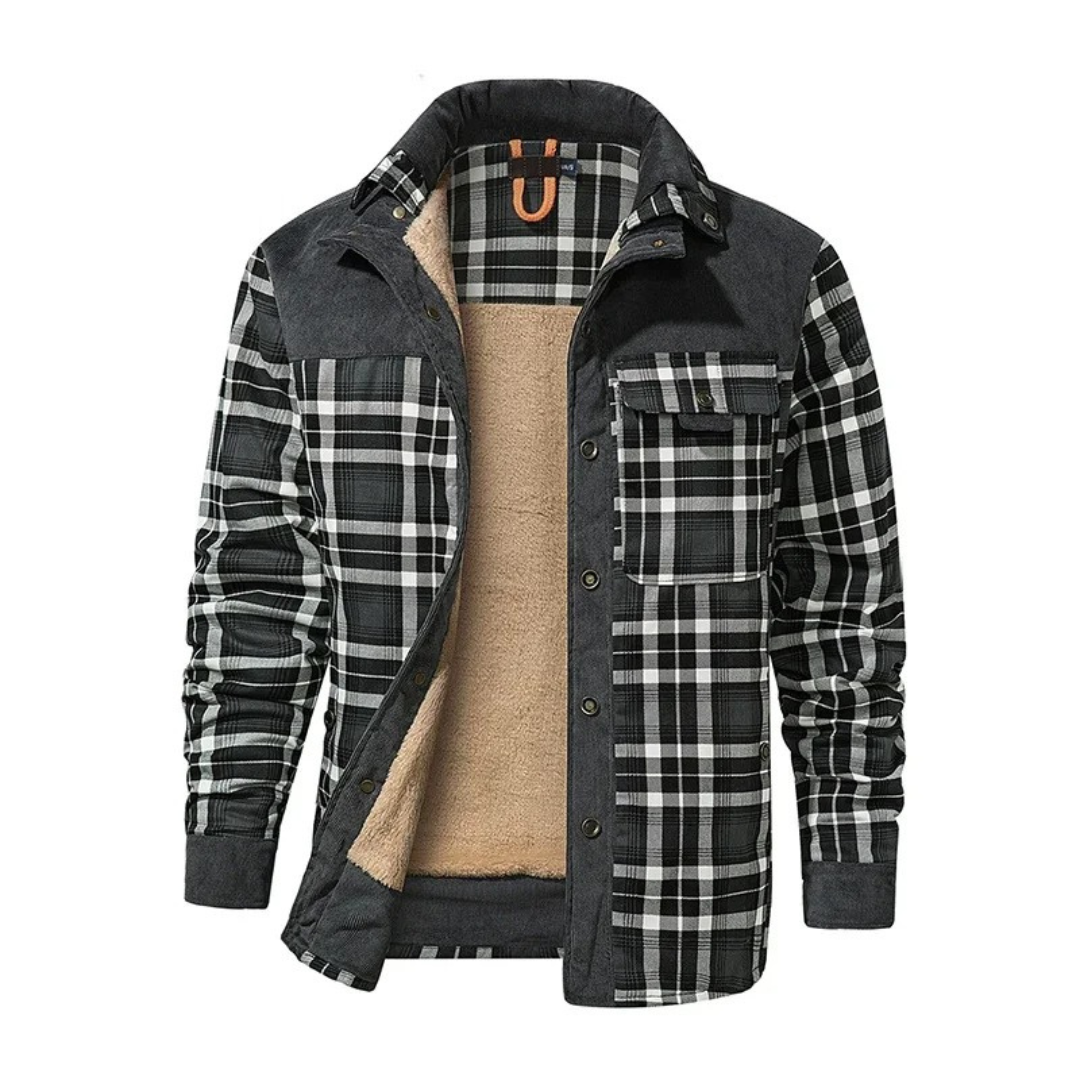 Flanell Jacke Herren kariert mit Fleecefutter und Taschen