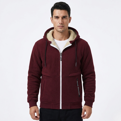 Kapuzenjacke Herren grau mit Sherpa-Futter und Zipper