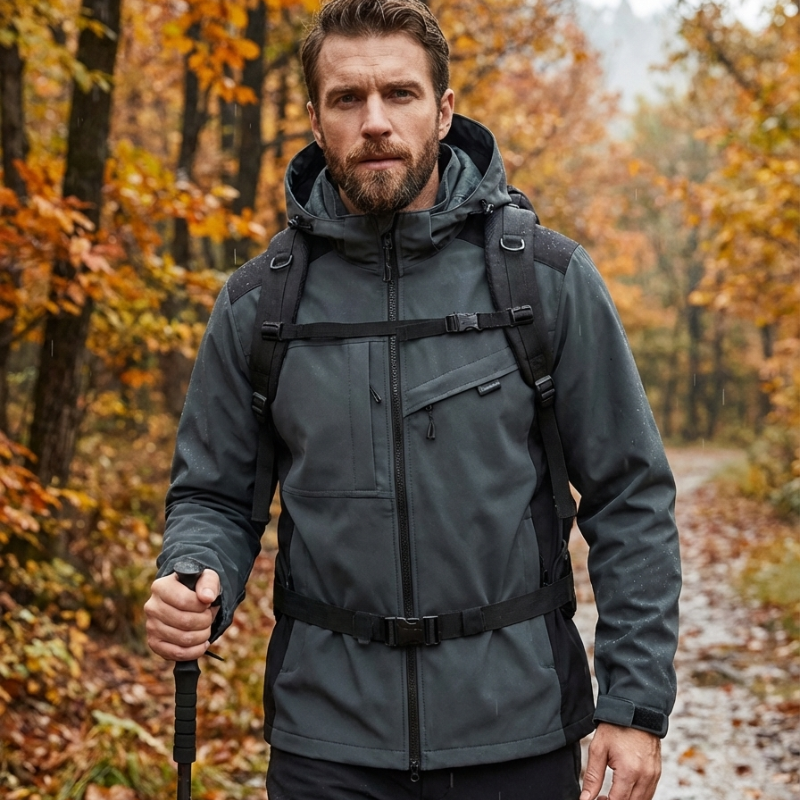 Men's Rain Jacket - 8,000mm Waterproof & Packable - Adjustable Hood