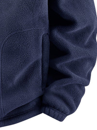 Men's Fleece Jacket - Plush Lined Sleeves & Collar - 3 Zip Pockets