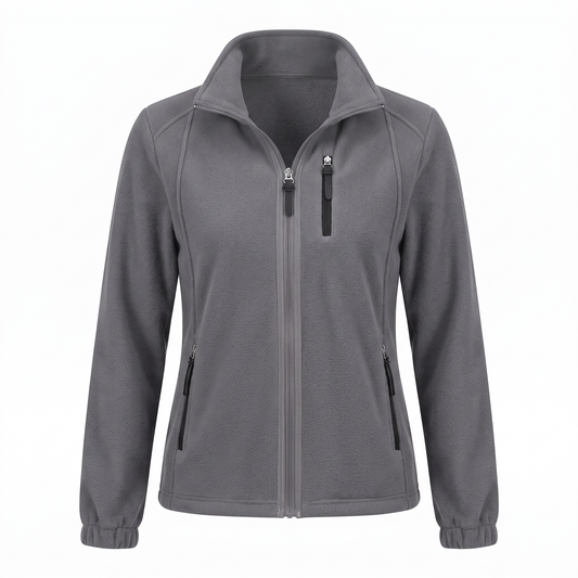 Fleecejacke Damen - Stehkragen - 3 Reißverschlusstaschen