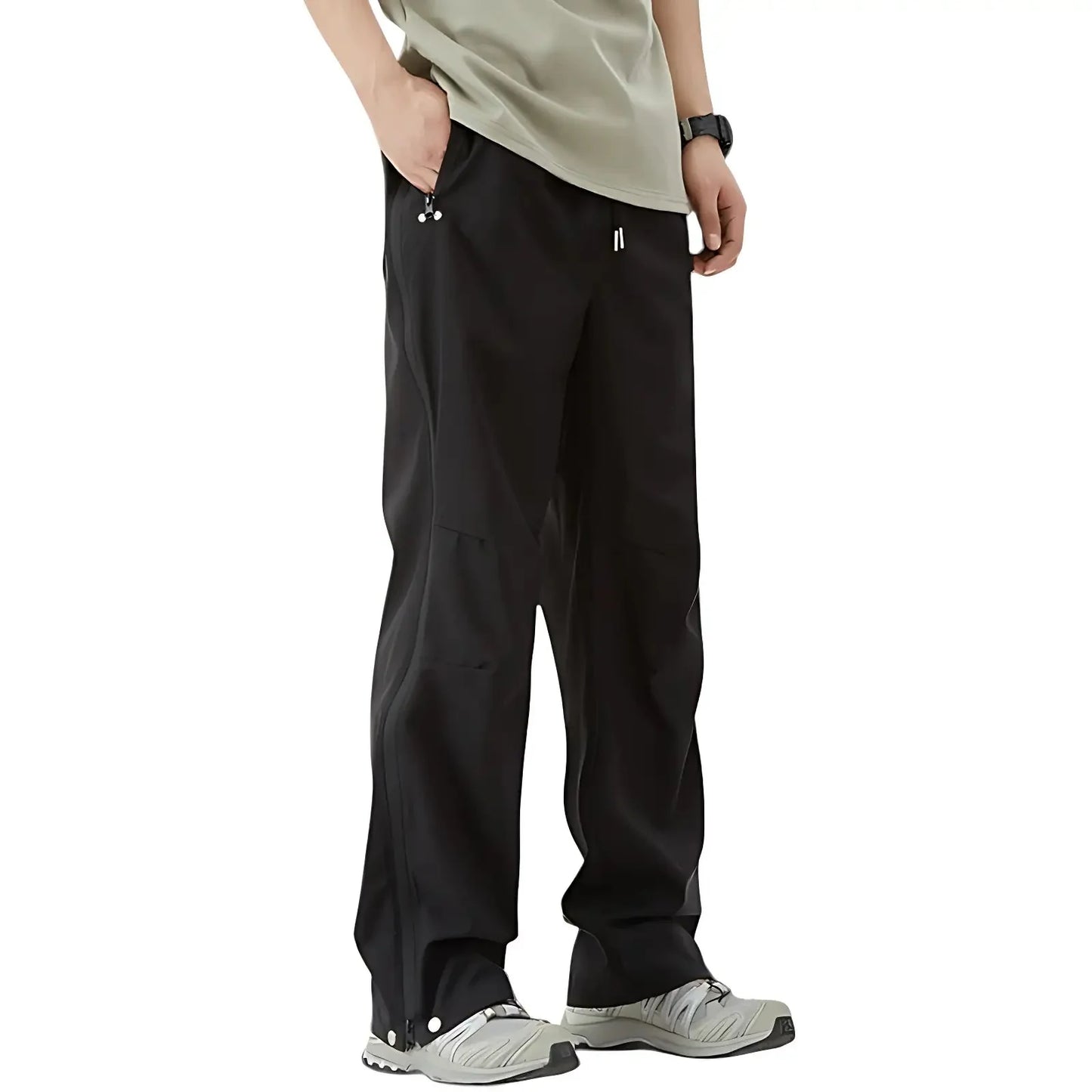 Rain Pants - Full-Length Side Zippers - Water-Repellent & Windproof