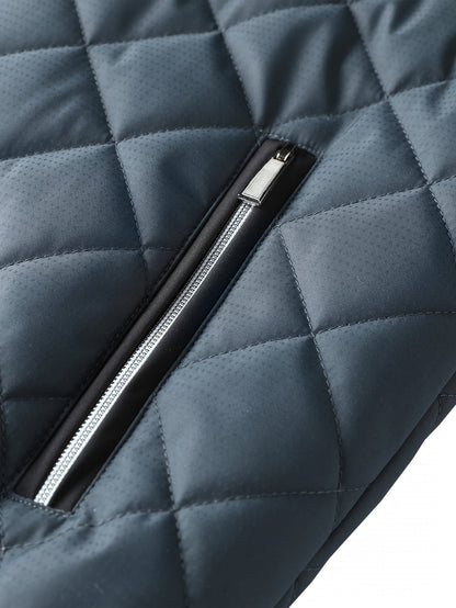 Men's Quilted Jacket - Warm Fleece Lined - Stand Collar