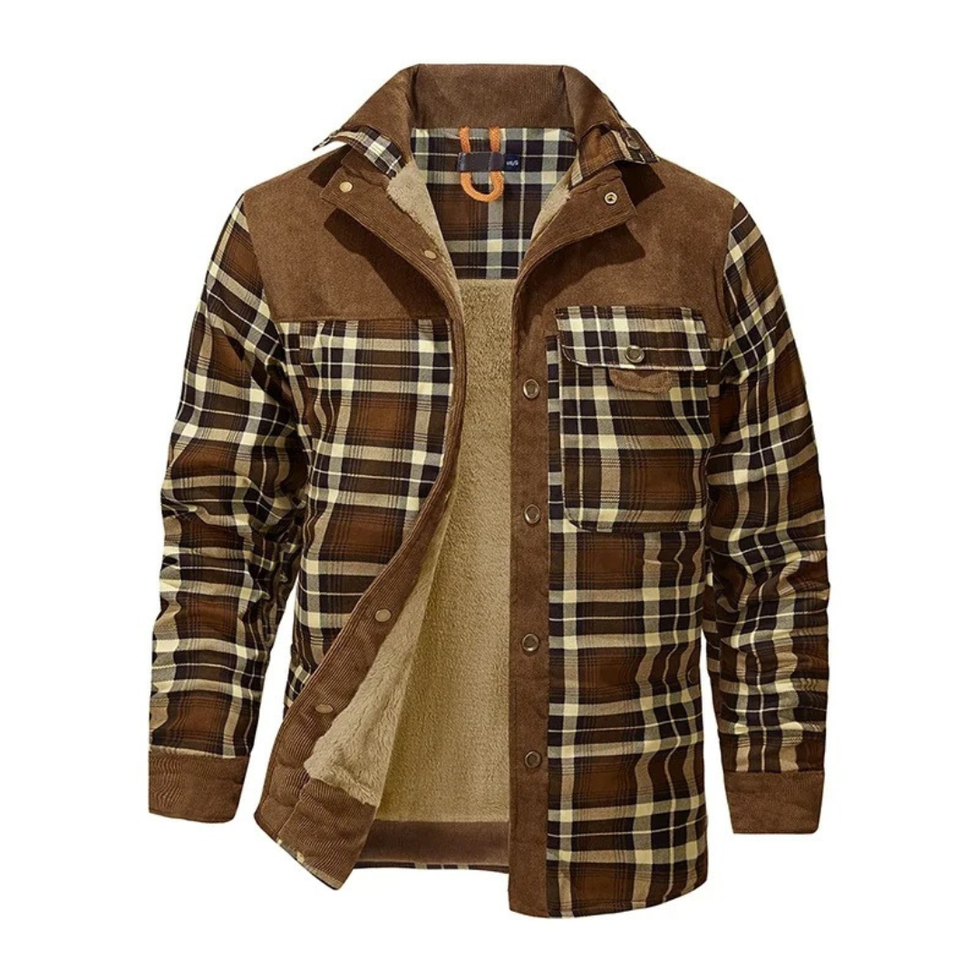 Flanell Jacke Herren kariert mit Fleecefutter und Taschen