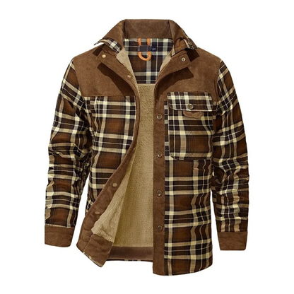 Flanell Jacke Herren kariert mit Fleecefutter und Taschen