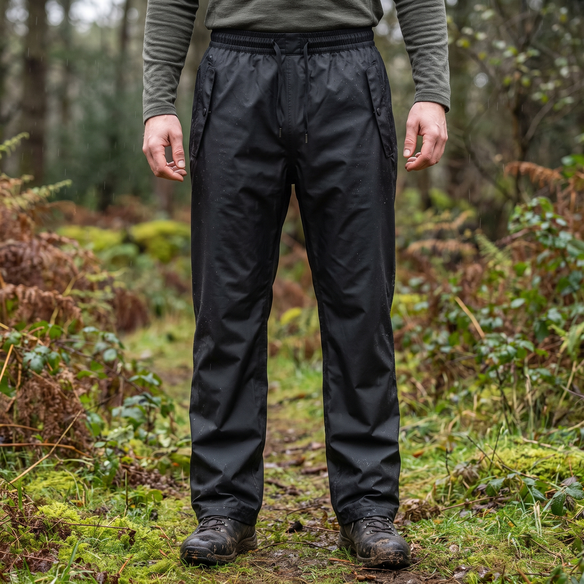 Rain Pants - Waterproof Pull-On Design - Packable & Reflective