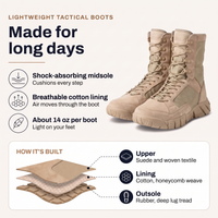 Tactical Boots for Men - Lightweight Suede & Textile - Breathable Lining