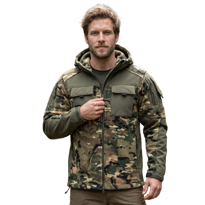 Men's Fleece Jacket - Hooded Tactical Softshell - Camo & Solid Colors
