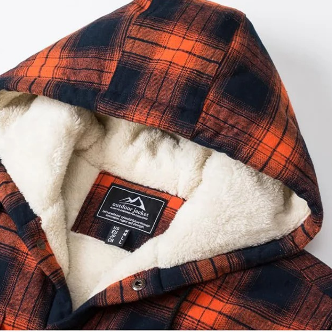 Men's Flannel Shirt Jacket - Sherpa Lined & Hooded - Snap Front