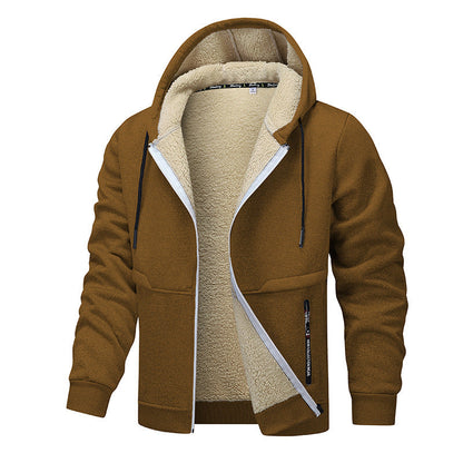 Kapuzenjacke Herren grau mit Sherpa-Futter und Zipper