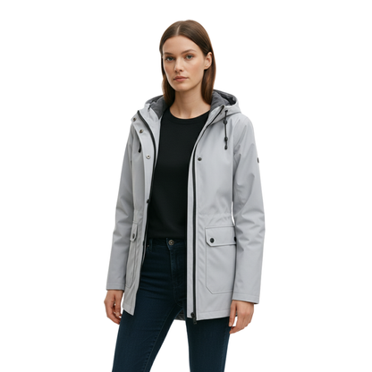 Women's Raincoat with Hood - Long Waterproof & Windproof - Lightweight