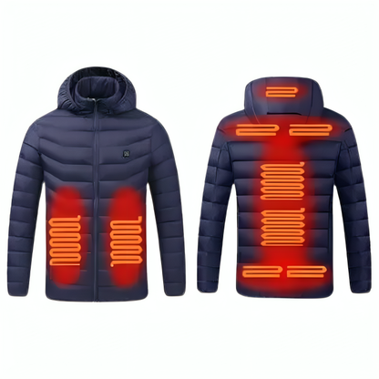 Beheizte Jacke Blau – Wärmezonen