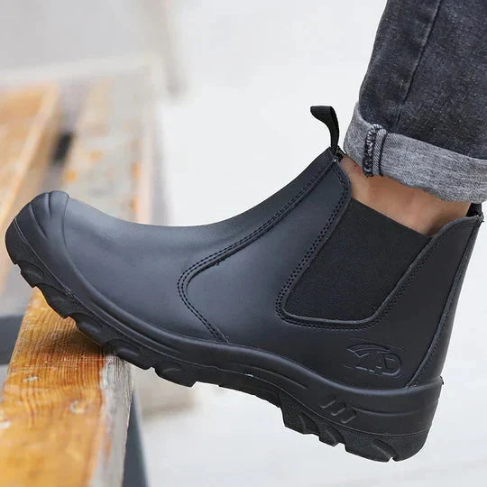 Men's Work Boots - Safety Toe & Puncture-Proof Sole - Easy Slip-On