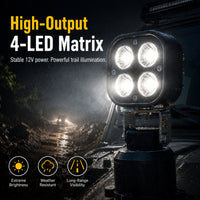 Remote Control Spotlight for Truck - Magnetic LED Work Light - 360° Swivel