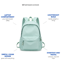 Girls School Backpack - Lightweight Nylon - Pastel Colors