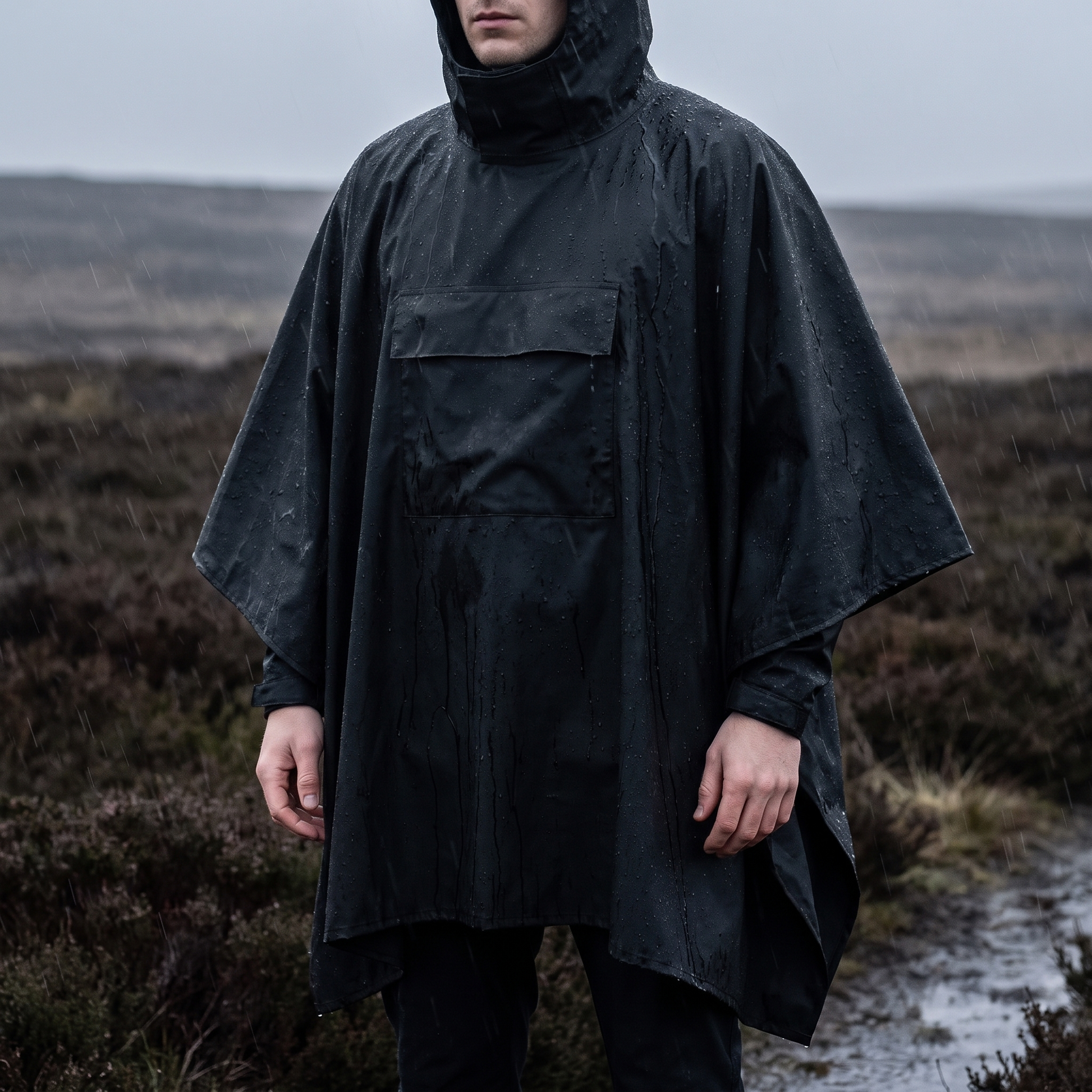 Regenponcho - Mit Kapuze und Bauchtasche - Unisex