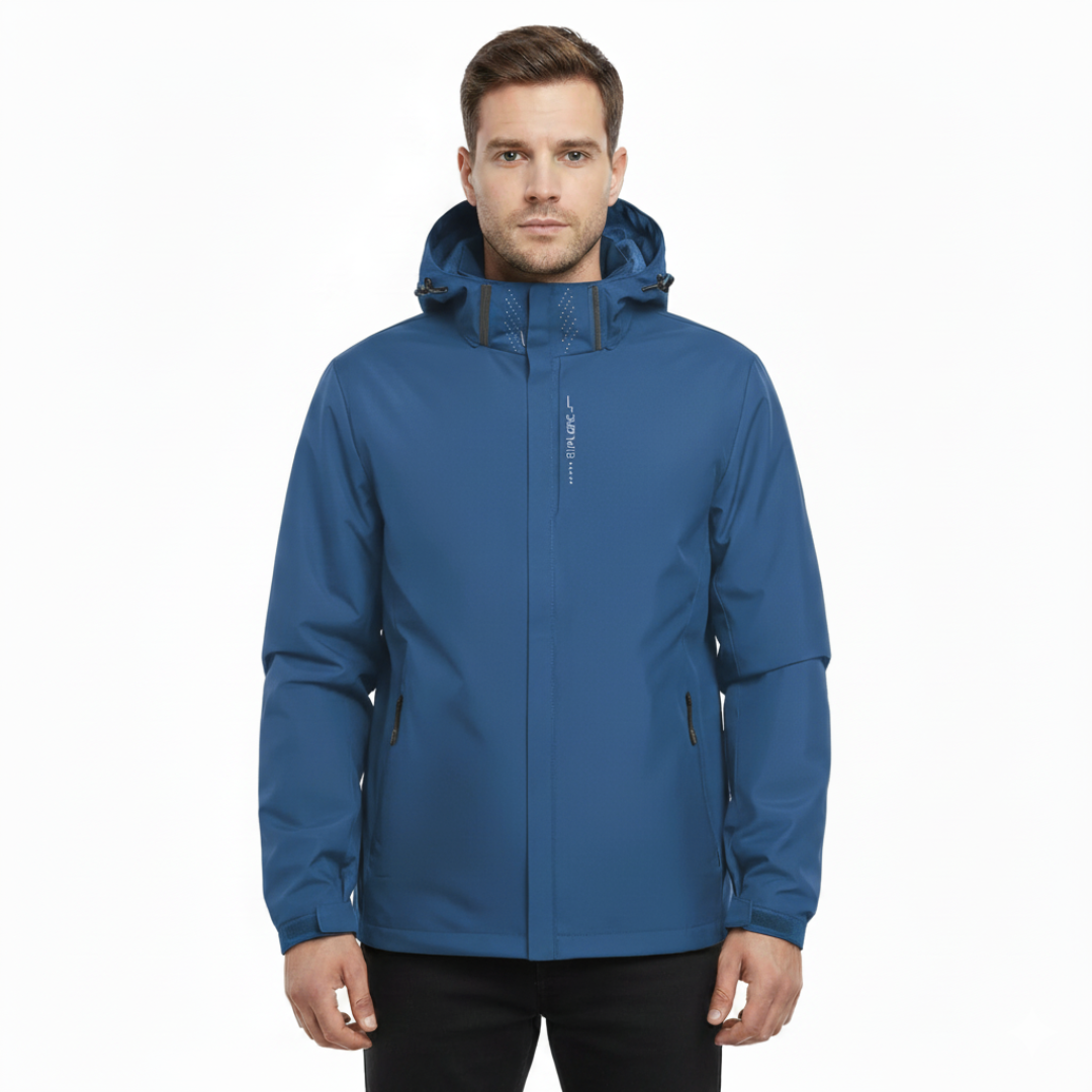 Men's Rain Jacket - Waterproof with Sealed Seams - Adjustable Hood